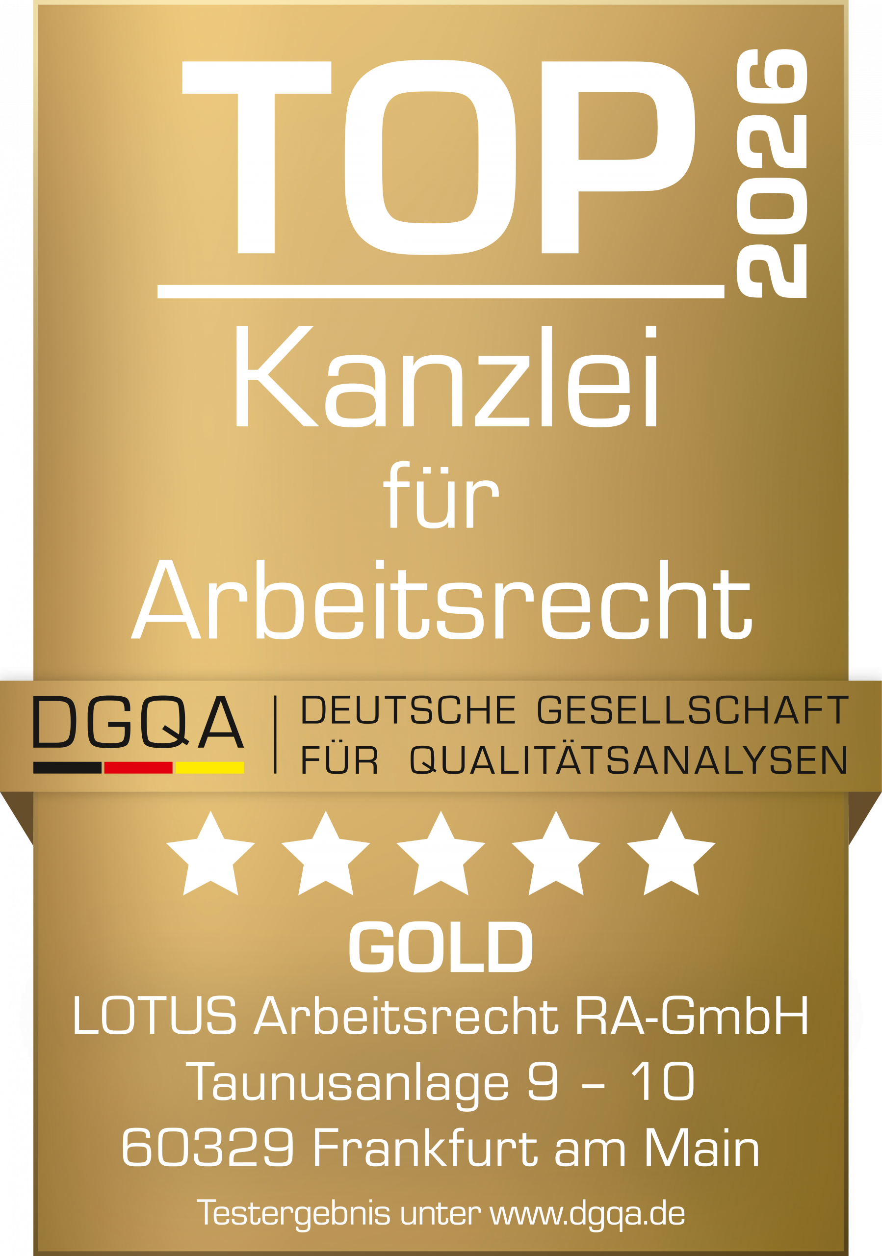 DGQA Auszeichnung 2025 Lotus Arbeitsrecht